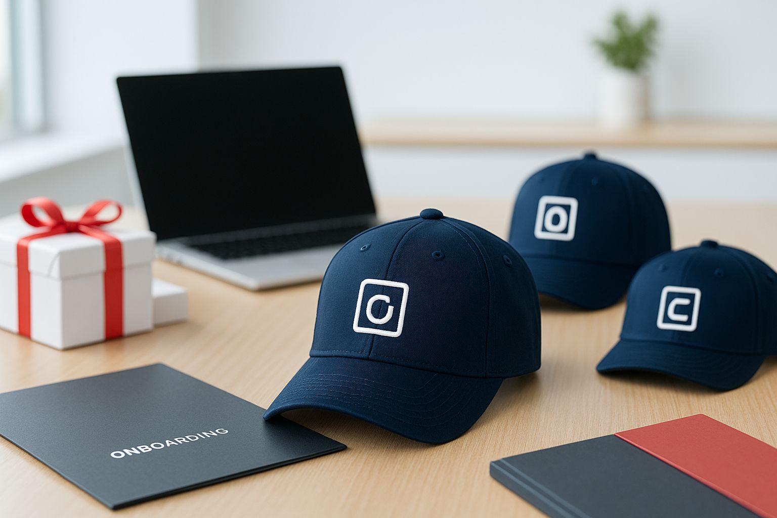 custom-branded-corporate-black-caps-on-desk