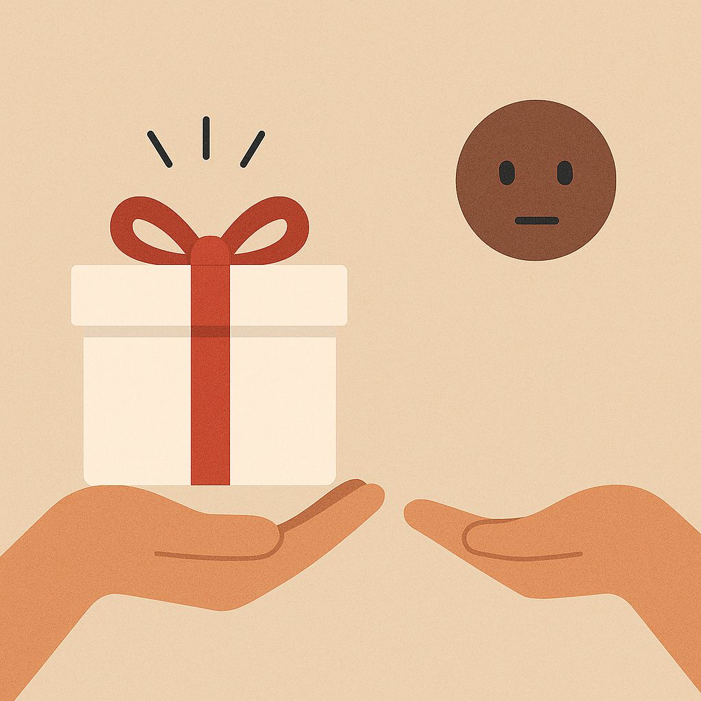 gift-box-with-red-ribbon-being-offered-to-uninterested-person-symbolizing-generic-appeal-and-lack-of-engagement